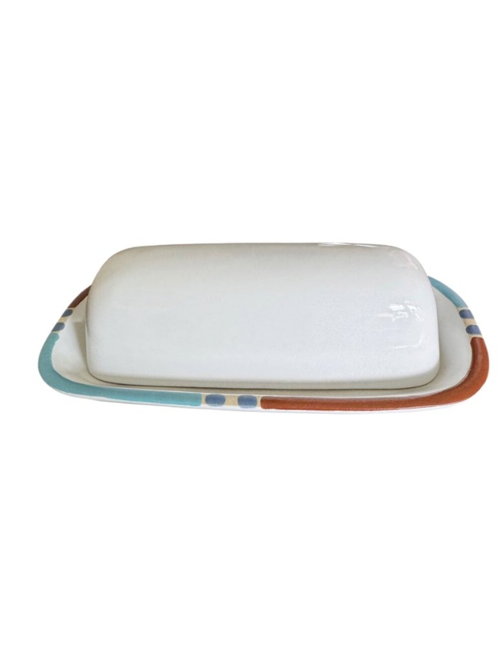 Vtg Dansk Mesa White Sand Covered Butter Dish Discontinued Portugal
